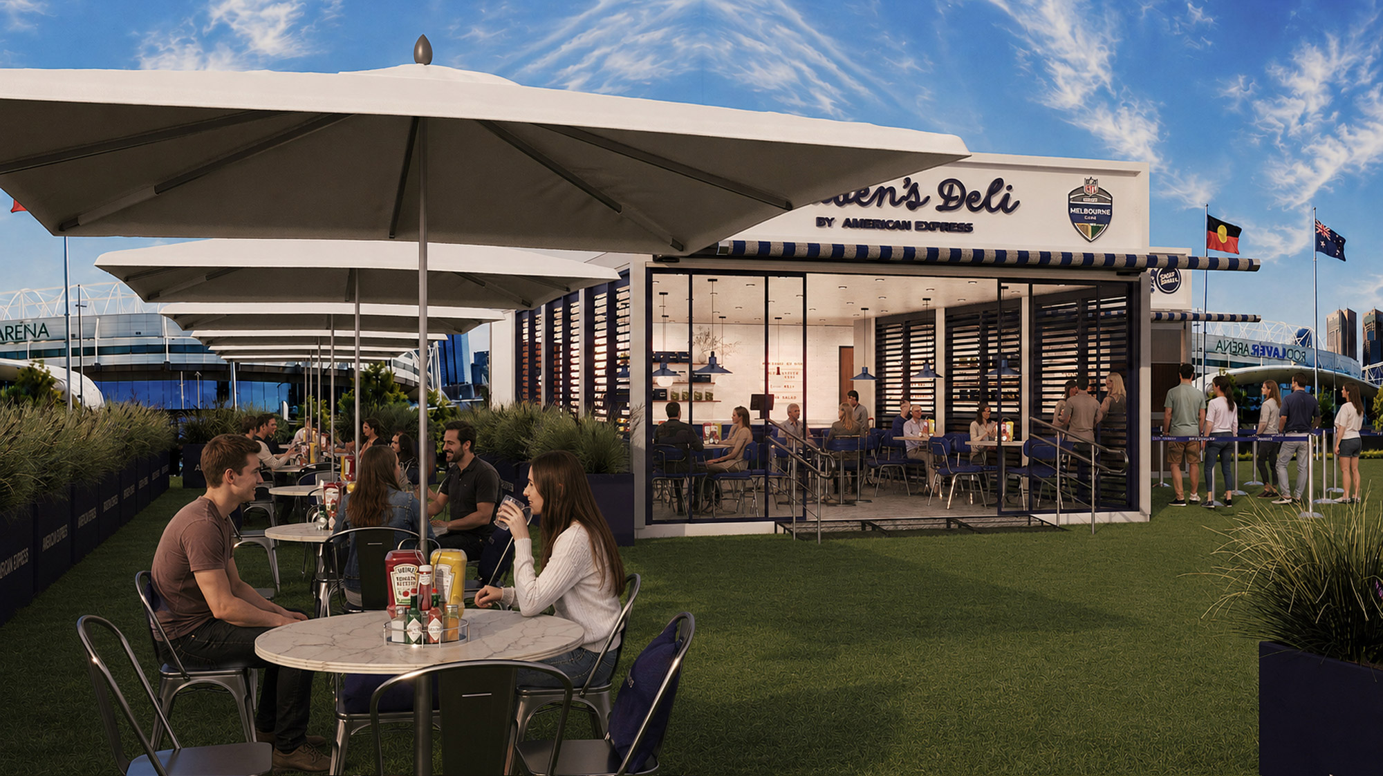 Amex NFL activation exterior CGI