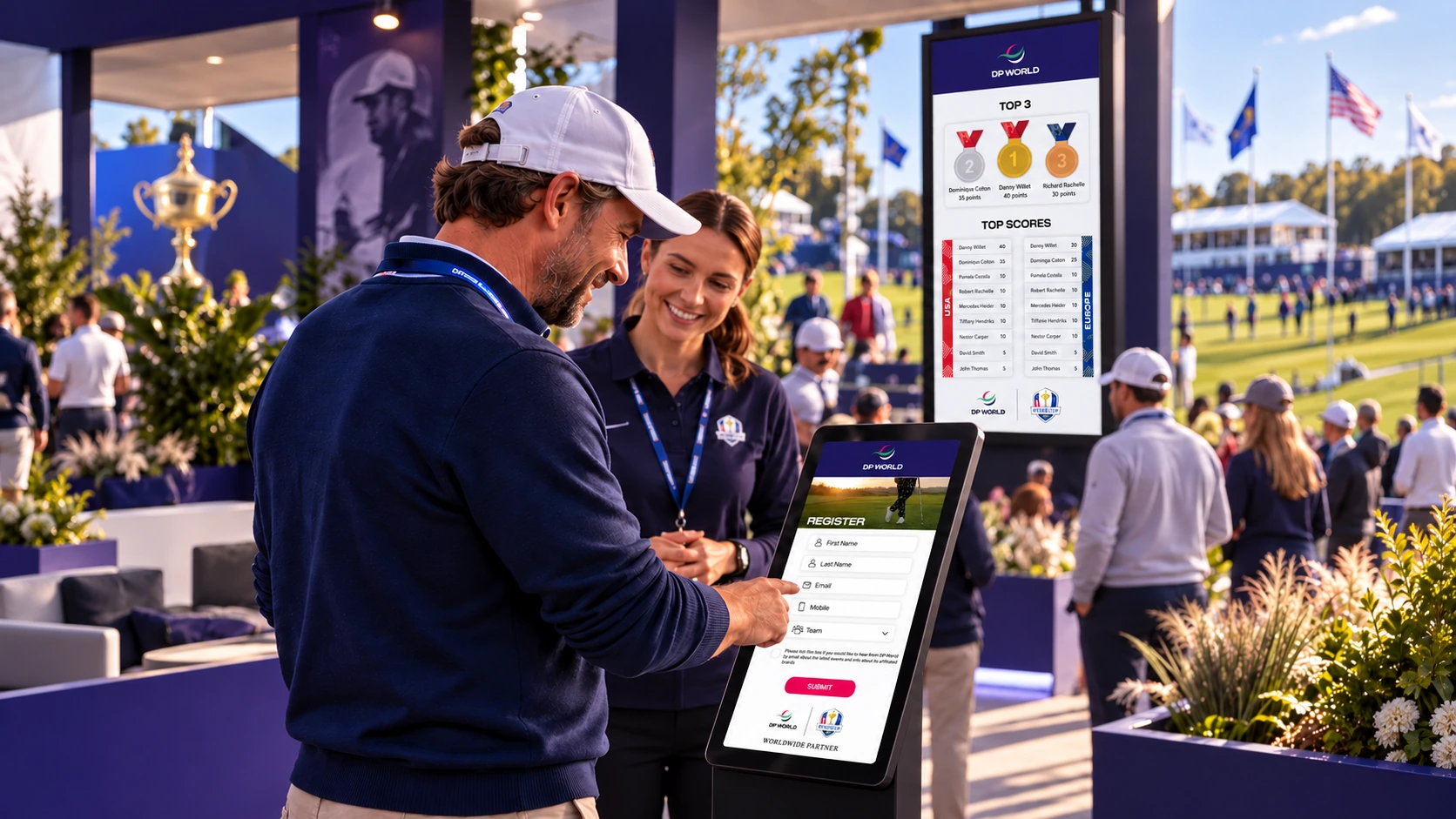 Concept visualisation of a guest taking part in the DP World - Ryder Cup 2025 Digital Journey experience