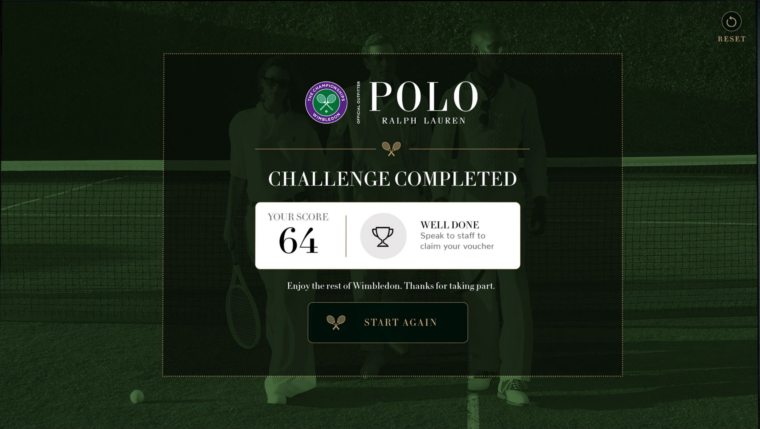Ralph Lauren Wimbledon interactive quiz and final score journey